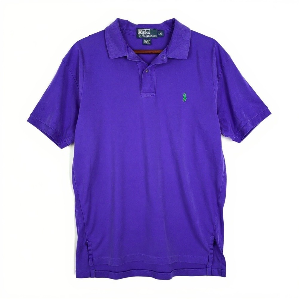 Preppy Vintage Polo Ralph Lauren Shirt L Purple 100% Cotton Green Pony Logo